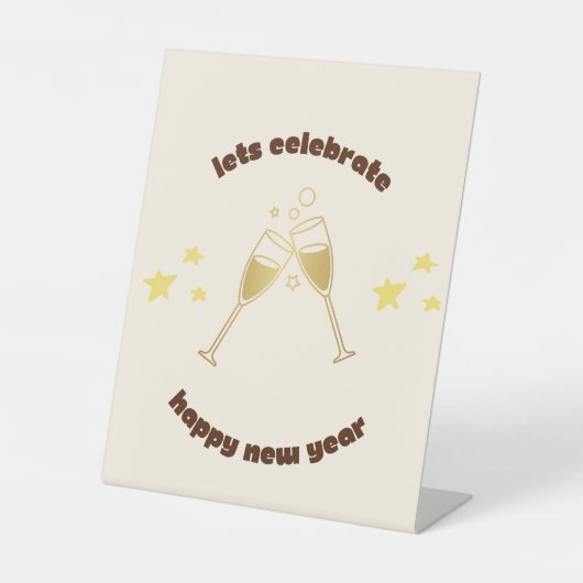 Cheers Champagner Gläser Neue Jahre Nachricht Sockelschild (Vorderseite)