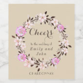 Cheers Cherry Blossom Clover Wedding Wine Labels Weinetikett (Einzelnes Label)
