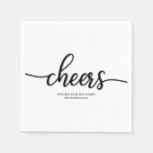 Cheers - Chic Black and White Calligraphy Wedding Serviette (Vorderseite)