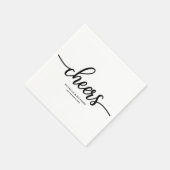 Cheers - Chic Black and White Calligraphy Wedding Serviette (Ecke)
