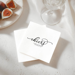 Cheers - Chic Black Script Wedding Serviette