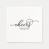 Cheers - Chic Black Script Wedding Serviette (Vorderseite)