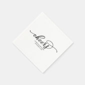 Cheers - Chic Black Script Wedding Serviette (Ecke)