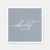Cheers - Chic Script Dusty Blue Wedding Serviette (Vorderseite)