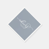Cheers - Chic Script Dusty Blue Wedding Serviette (Ecke)