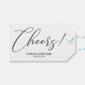 Cheers Chic Script Letters Gastgeschenke Hochzeit  Geschenkanhänger (Vorderseite (Horizontal))