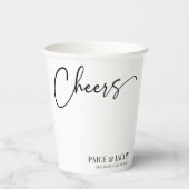 Cheers Classic Modern Minimal Minimalist Wedding Pappbecher (Rückseite)