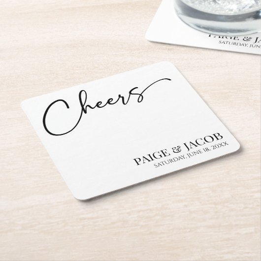 Cheers Classic Moderne Minimal Minimalistische Hoc Rechteckiger Pappuntersetzer (angewinkelt)