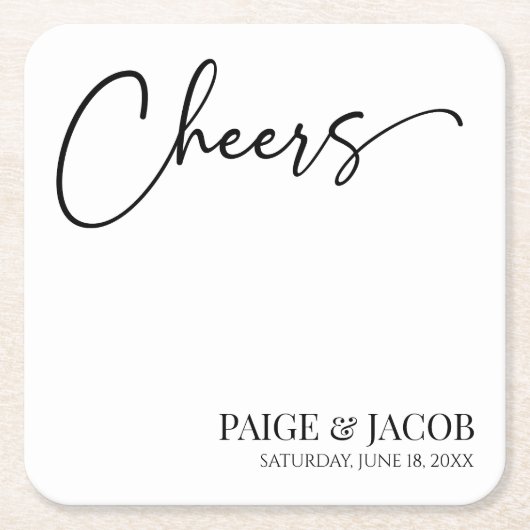 Cheers Classic Moderne Minimal Minimalistische Hoc Rechteckiger Pappuntersetzer (Vorderseite)