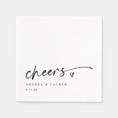 Cheers Cocktail Napkins Heart Handwriting Wedding Serviette (Vorderseite)