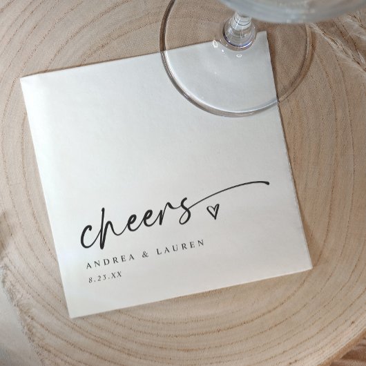 Cheers Cocktail Napkins Heart Handwriting Wedding Serviette