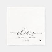 Cheers Cocktail Napkins Herz Moderne Hochzeit Serviette (Vorderseite)