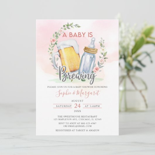 Cheers Coed Girl A Baby Braut Babydusche Einladung (Stehend Vorderseite)