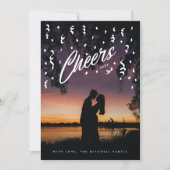 Cheers Confetti zum Neujahrsfest-Foto Feiertagskarte (Vorderseite)