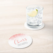 Cheers coral orange moderne Kunst Aquarellabstrich Runder Pappuntersetzer (Vor Ort)
