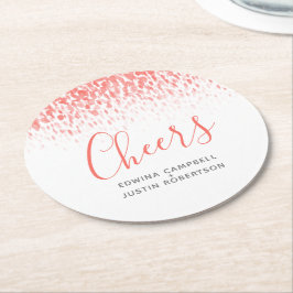Cheers coral orange moderne Kunst Aquarellabstrich Runder Pappuntersetzer