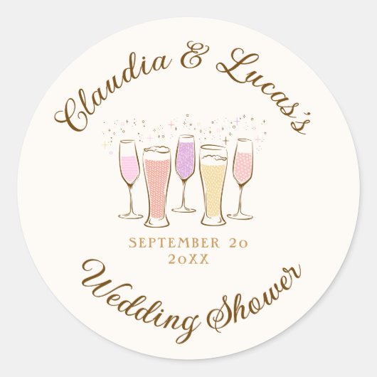 Cheers Couples Coed Polterabend Runder Aufkleber (Vorderseite)