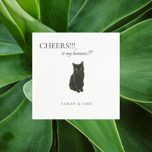 Cheers Custom Cat Black Text Hochzeit Napkins Serviette