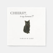 Cheers Custom Cat Black Text Hochzeit Napkins Serviette (Vorderseite)