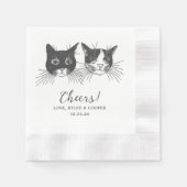 Cheers Custom Cat Drawn Cocktail Napkins Wedding Serviette (Vorderseite)