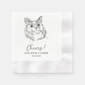 Cheers Custom Cat Gezeichnet Cocktail Napkins Hoch Serviette (Vorderseite)