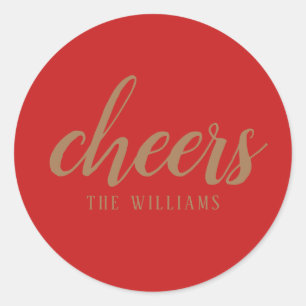 Cheers Custom Holiday Weihnachtsaufkleber oder Lab Runder Aufkleber