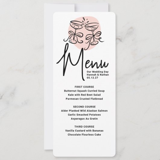 Cheers Doodle Modern Menu Wedding Ankündigung (Vorderseite)