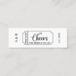 Cheers Drinks auf unserem Hochzeitsticket Mini Visitenkarte