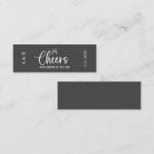 Cheers Drinks auf unserer Hochzeitsgetränk Ticket  (Vorne/Hinten)