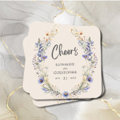 Cheers Dusty Blue BOHO Wildblumen Elegante Hochzei Rechteckiger Pappuntersetzer