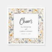 Cheers Dusty Blue Wildblume Wedding Reception Serviette (Vorderseite)