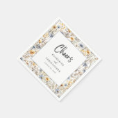 Cheers Dusty Blue Wildblume Wedding Reception Serviette (Ecke)