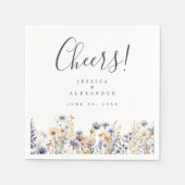 Cheers Dusty Blue Wildblumen Elegant Wedding Serviette (Vorderseite)