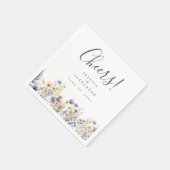 Cheers Dusty Blue Wildblumen Elegant Wedding Serviette (Ecke)
