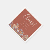 Cheers Dusty Blue Wildblumen Terracotta Wedding Serviette (Ecke)