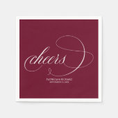 Cheers - Einfache Elegant Burgundy Marsala Wedding Serviette (Vorderseite)