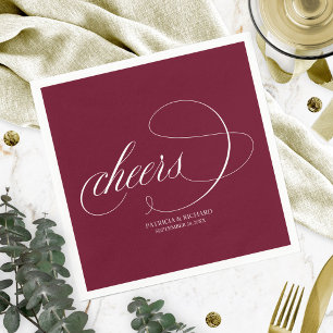 Cheers - Einfache Elegant Burgundy Marsala Wedding Serviette