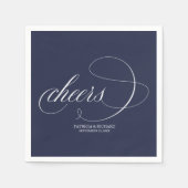 Cheers - Einfache Elegant Navy Blue Wedding Serviette (Vorderseite)
