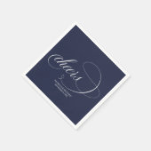 Cheers - Einfache Elegant Navy Blue Wedding Serviette (Ecke)