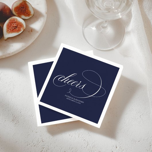 Cheers - Einfache Elegant Navy Blue Wedding Serviette