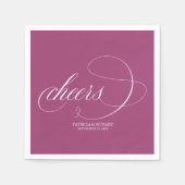 Cheers - Einfache, elegante rosa Cassis Wedding Serviette (Vorderseite)