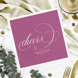 Cheers - Einfache, elegante rosa Cassis Wedding Serviette