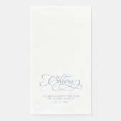 Cheers Elegant Bride & Groom Calligraphy Blue Serviette (Vorderseite)