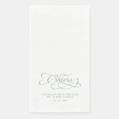 Cheers Elegant Bride & Groom Calligraphy Green Serviette (Vorderseite)