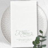 Cheers Elegant Bride & Groom Calligraphy Green Serviette