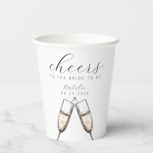 Cheers Elegant Bubbly Champange Brautparty Pappbecher (Vorderseite)