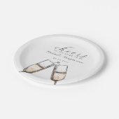 Cheers Elegant Bubbly Champange Brautparty Pappteller (Schrägansicht)