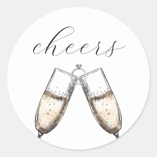 Cheers Elegant Bubbly Champange Brautparty Runder Aufkleber