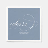 Cheers - Elegant Dusty Blue Wedding Serviette (Vorderseite)