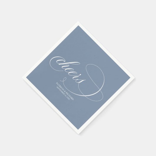 Cheers - Elegant Dusty Blue Wedding Serviette (Ecke)